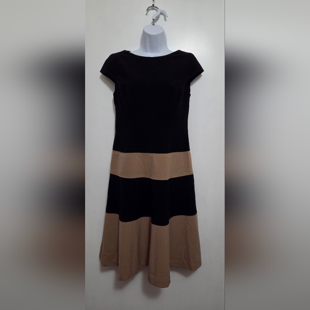 Anne Klein Black and Tan Women's Dress Size 4